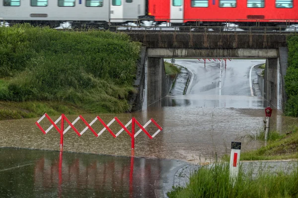 Flood in a tunnel of a road — Stock Photo, Image