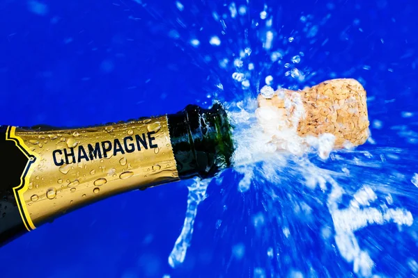 Garrafa de cortiça e champanhe — Fotografia de Stock