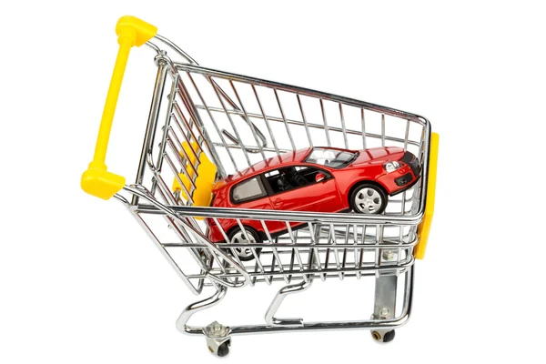 Coche en el carrito de compras — Foto de Stock