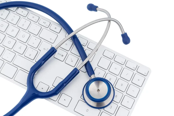 Stethoscope and keyboard of a computer — Stock Photo, Image