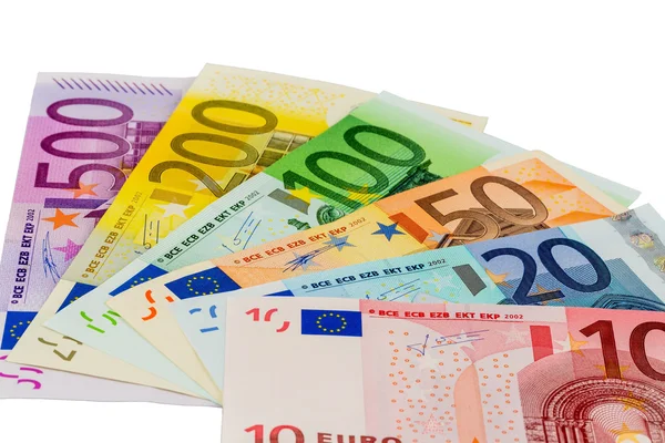 Many different euro bills — Stock Photo, Image