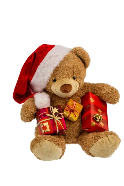 Osito de peluche con regalos de Navidad —  Fotos de Stock