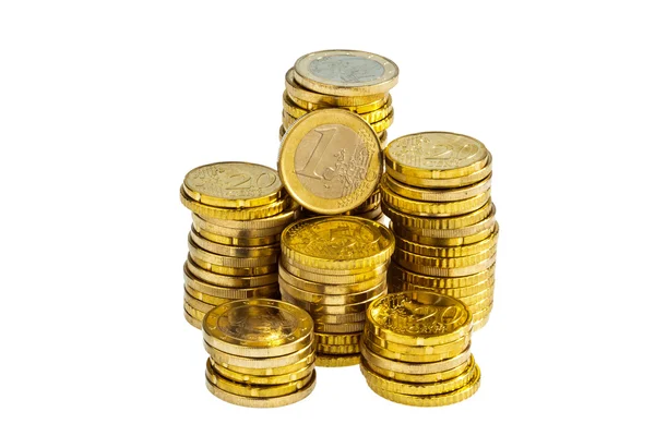 Στοίβα κερμάτων ευρώ — Φωτογραφία Αρχείου
