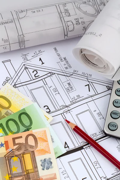 House plan with calculator — Stock Photo, Image