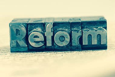 written reform in lead letters clipart