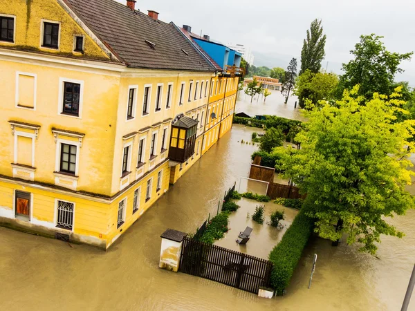 Flood in 2013, linz, austria — Stock Photo, Image