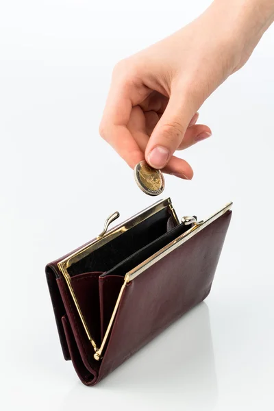 Wallet and coin — Stock Photo, Image