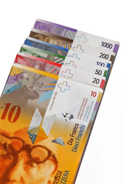 Schweiziska franc, valutan i Schweiz. — Stockfoto