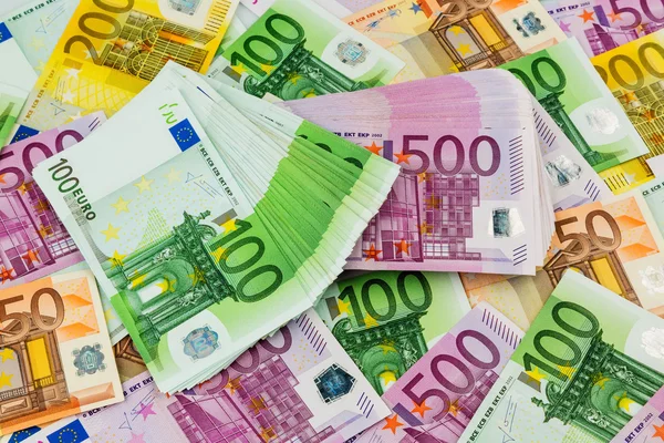 Many different euro bills — Stock Photo, Image