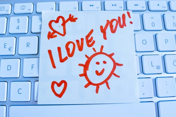 Note on computer keyboard i love you — Stock Photo, Image