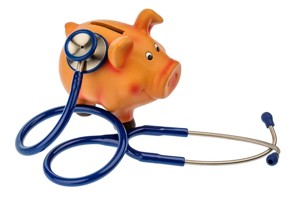 Piggy bank and stethoscope — Stock Photo, Image