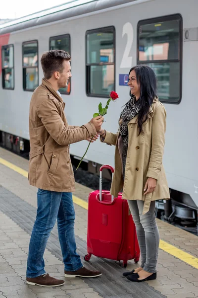 Aankomst met de trein — Stockfoto