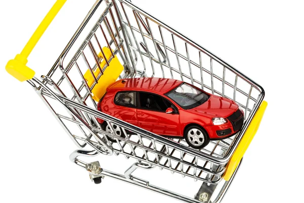 Coche en el carrito de compras — Foto de Stock