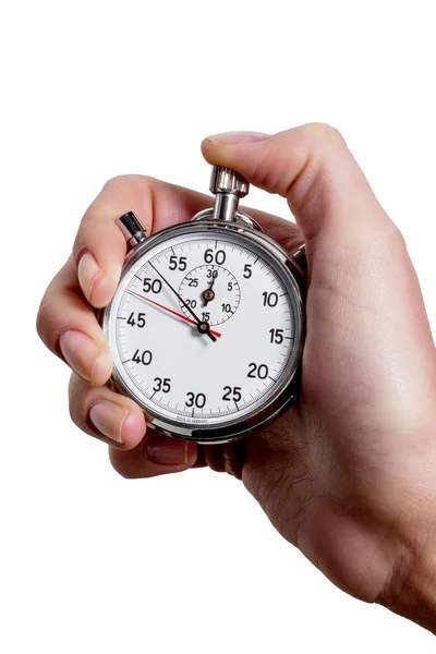 Hand met stopwatch Stockafbeelding