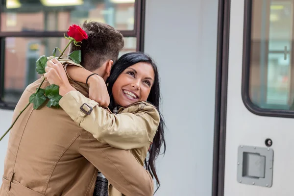 Aankomst met de trein — Stockfoto