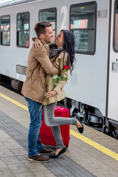 Aankomst met de trein — Stockfoto
