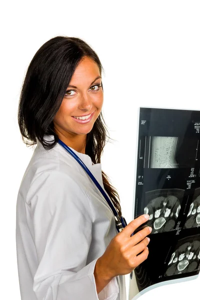 Femme médecin avec image radiographique — Photo