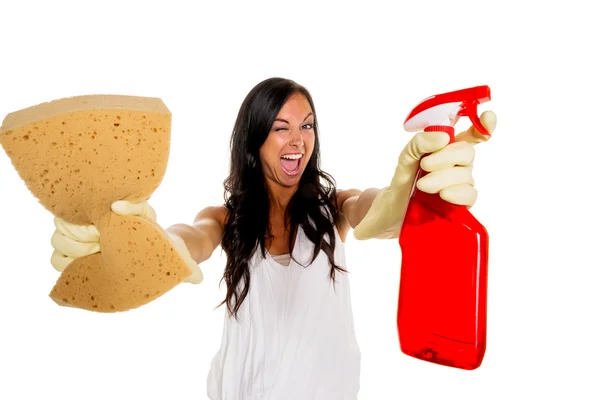 Housewife annoys brush over — Stock Photo, Image