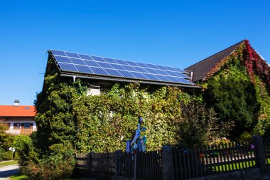 solar panels on a house clipart