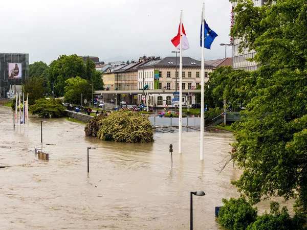 Наводнение в 2013 году, Линц, Австрия — стоковое фото