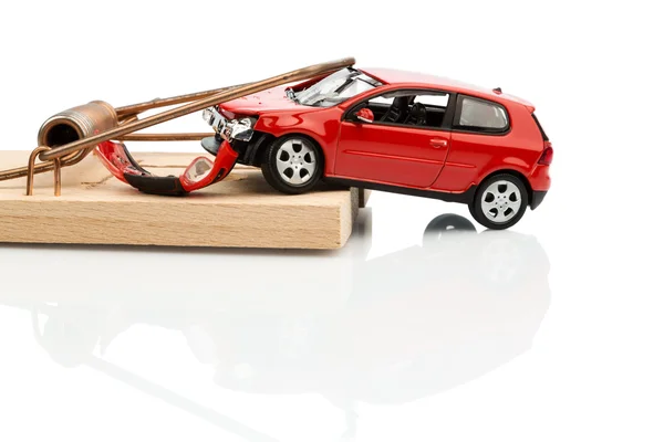 Model car in a mousetrap — Stock Photo, Image