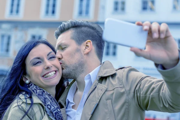 Selfie een paar — Stockfoto