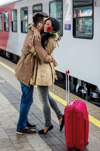 Érkezés vonattal — Stock Fotó