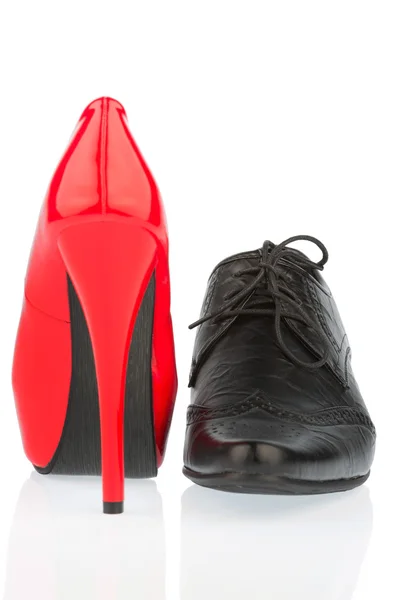 High heels and mens shoe — Stock Photo, Image