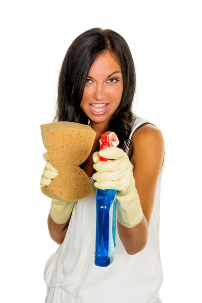 Housewife annoys brush over — Stock Photo, Image