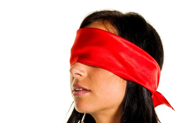 Vrouw met blinddoek — Stockfoto