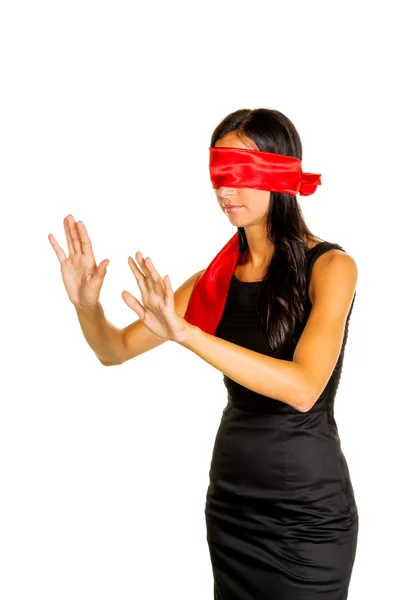 Vrouw met blinddoek — Stockfoto