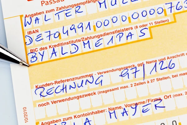 Payment slip with iban number — Stock Photo, Image