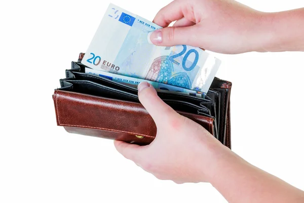 Portafoglio con banconote in euro — Foto Stock