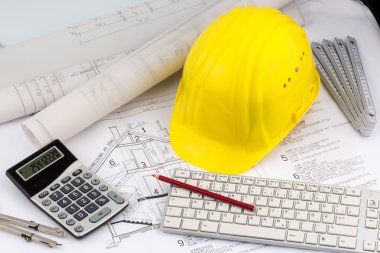 house plan with a construction worker helmet clipart