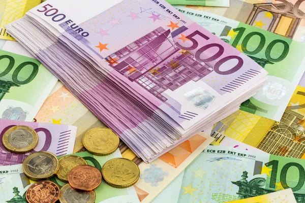 Many euro banknotes — Stock Photo, Image