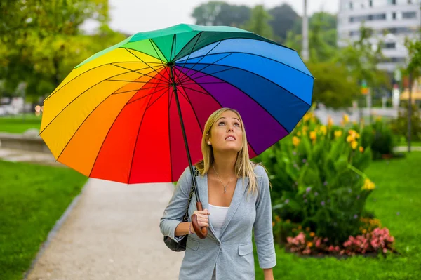 Жінка з парасолькою — стокове фото