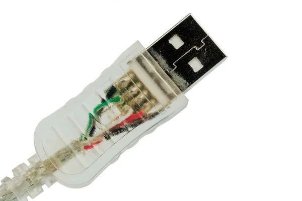 USB kablosu beyaz bir arka plan — Stok fotoğraf