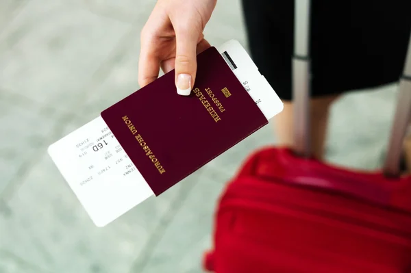 Woman with passport — Stock Photo, Image