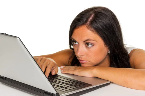 Woman with computer — Stock Photo, Image