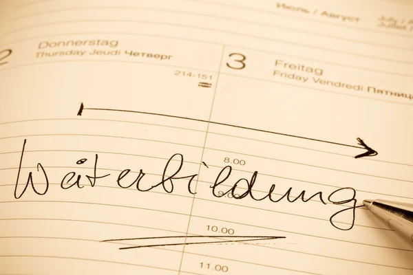 Entry to the calendar training — Stock Photo, Image