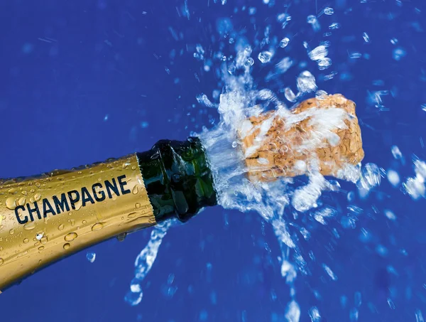 Cork and champagne bottle — Stock Photo, Image