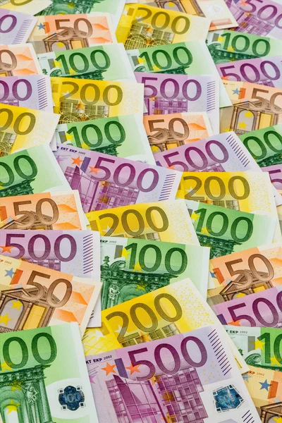 Vele verschillende euro rekeningen — Stockfoto