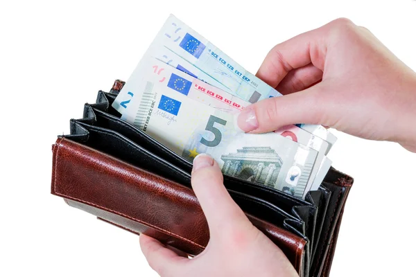 Wallet with euro bills — Stock Photo, Image