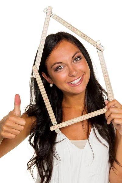 Young woman wants to build a house — Stock Photo, Image