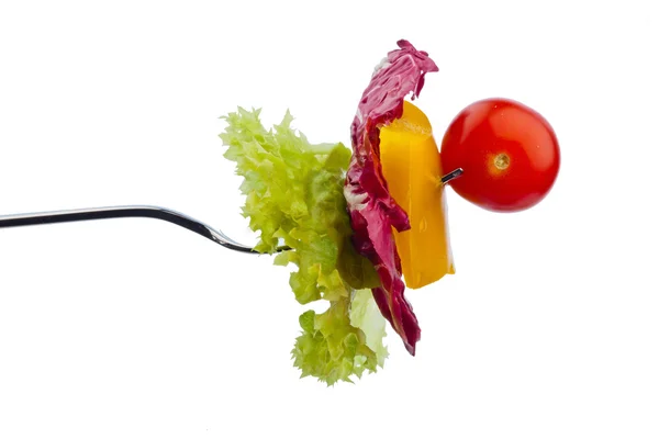 Salad pada garpu — Stok Foto