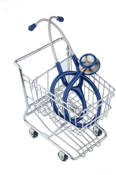 Stethoscope and shopping cart — Stock Photo, Image