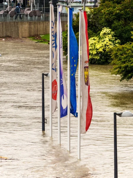 Inundação em 2013, linz, Áustria — Fotografia de Stock