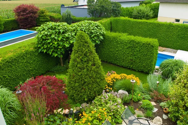 Garden with swimming pool — Stock Image Garden with swimming pool Royalty Free Stock Images
