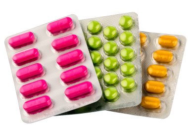 colorful tablets in blister pack clipart