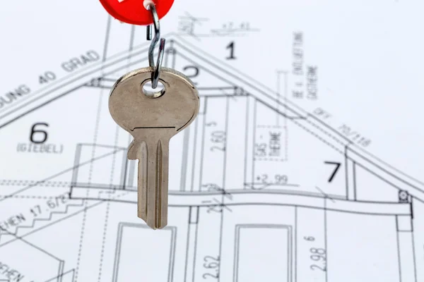 Hus plan med nyckel — Stockfoto
